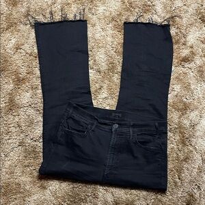 Mother Denim Jean The Hustler Ankle Fray Black Stretch Jean Size 29 Woman’s
